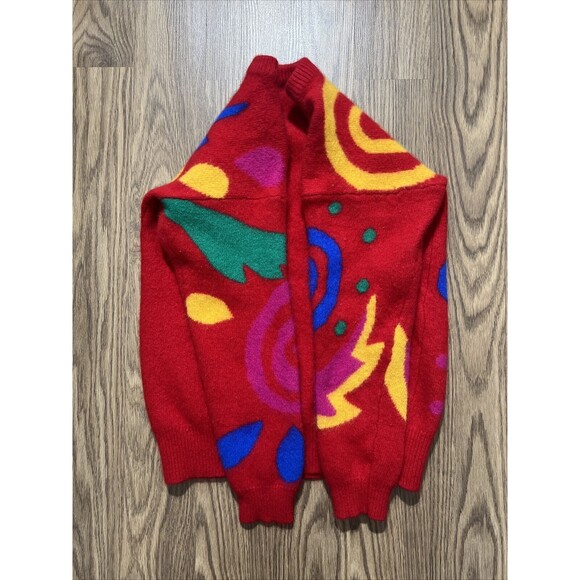 IB Diffision Lambswool Blend Neon Geometric Sweater Sz S Colorful - Picture 6 of 6